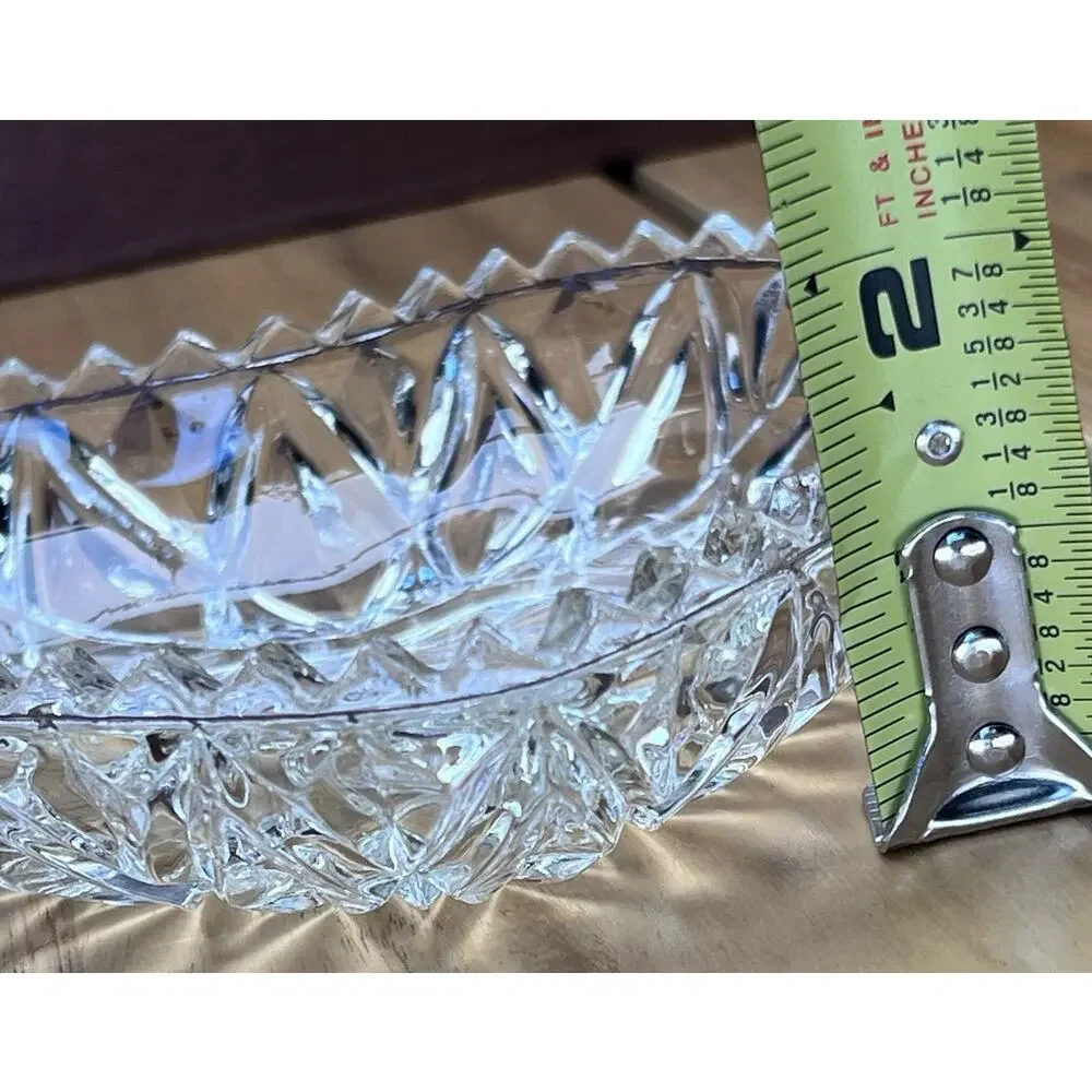 Retro Heart Shaped Jewelry Trinket Dish Clear Glass Sawtooth Edge Cottage Sweet